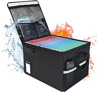 Upgraded 5200°F Fireproof Document File Organizer Box, Fireproof Storage Filing Cabinet with Lock, Portable Office Safe Box for Hanging Letter/Legal Folder 16.1 x 12.9 x 11in (Black)