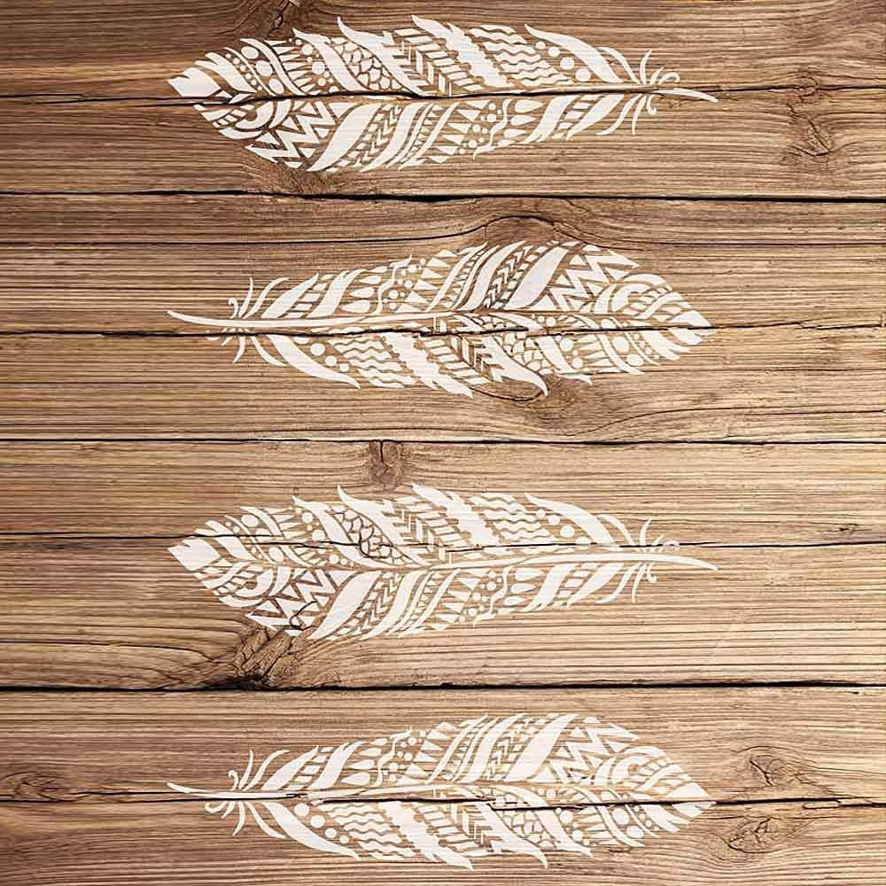 Tribal Feather Wall Art Stencil – Large Stencils for Painting Walls – Try Stencils Instead of Wallpaper – Tribal Stencils for Wall Painting – Stencil Designs for DIY Home Décor (Medium)