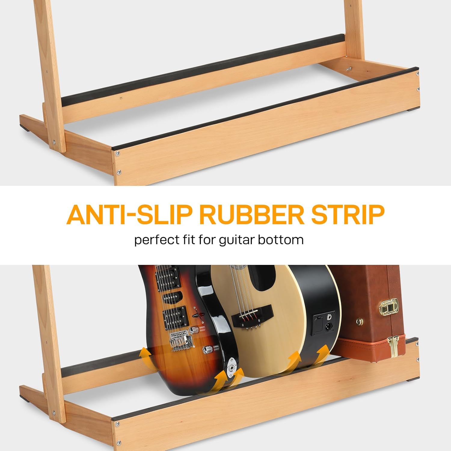 Ktaxon Folding Guitar Cases Stand, Wooded Multiple Guitar Case Floor Rack for Electric Guitar, Bass, and Acoustic Guitars for Home, Studio, Stage (Borwn)