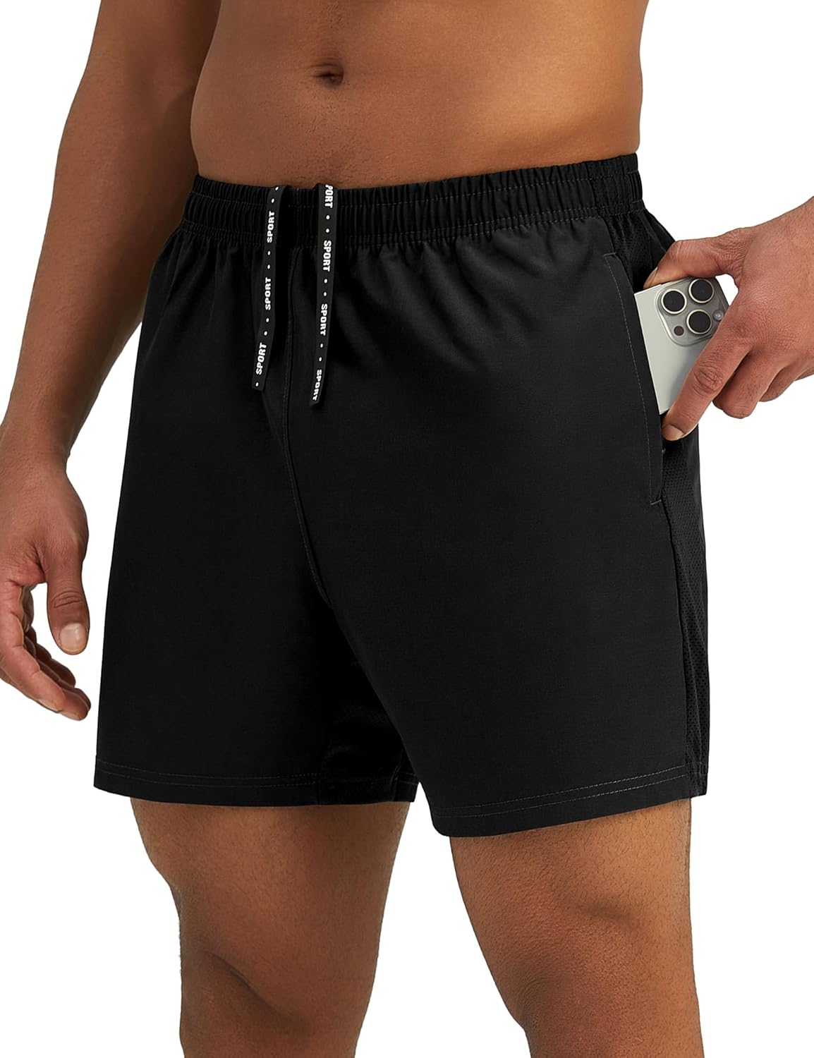 Mens 7'' Lightweight Athletic Shorts Quick Dry Gym Workout Running Shorts with Zipper Pockets