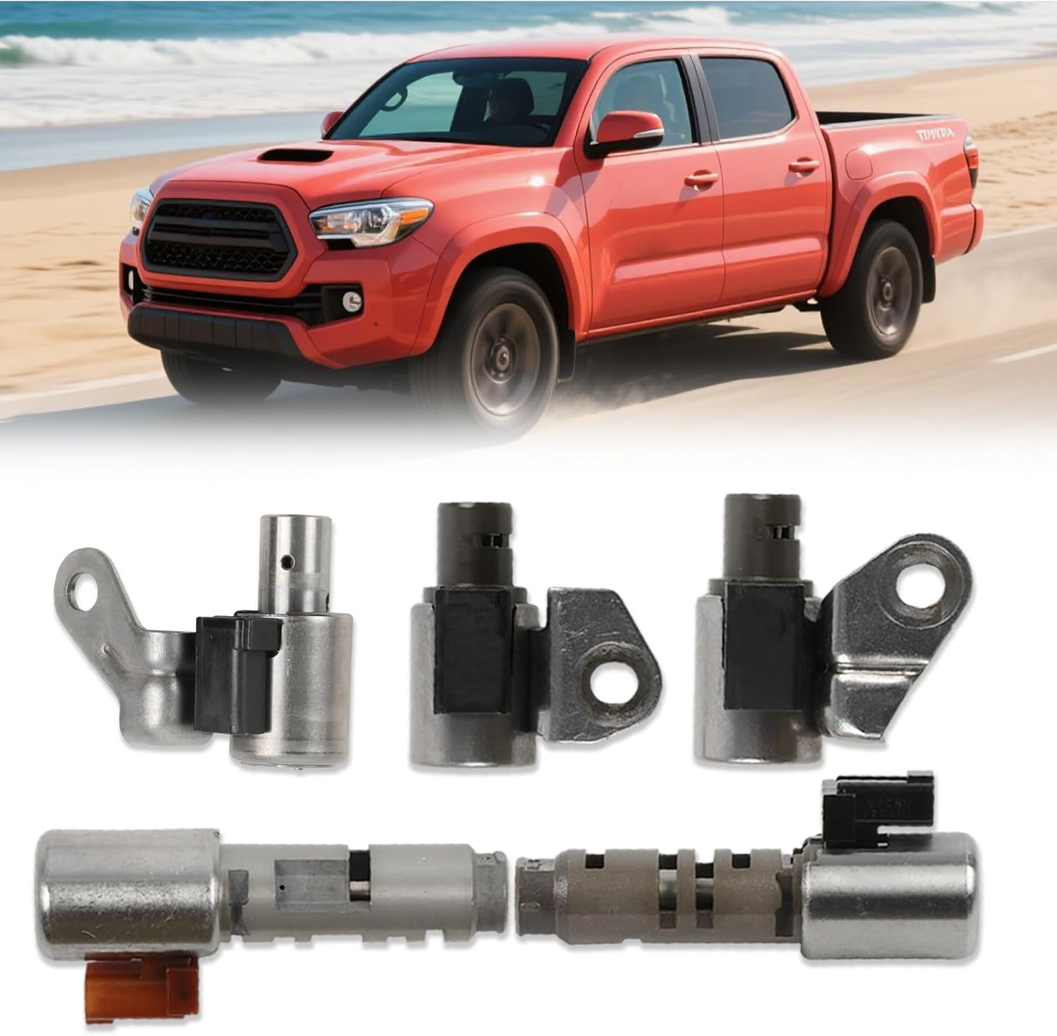 1set CTV Transimission Solenoid Kit 5pcs fits Corolla 1.8L 2009-2022, for Celica 1.8L Echo 1.5L 2000-2005 Replace OE U340E U341E U341F, silver