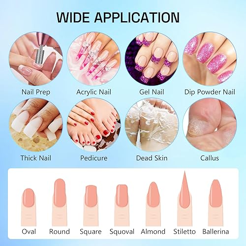 Miniatura 7 de Juego de 10 brocas de carburo para uñas broca profesional para cutícula Efile con 75 bandas de lijado pequeñas (#80#120#180) y broca de mandril de