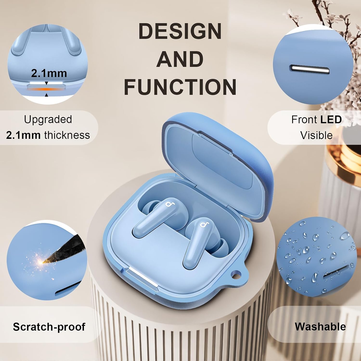 for Anker Soundcore P31i Case Cover, Soft Silicone Shockproof Protective Skin Case for Soundcore P31i Earbuds 2025 with Cleaner Kit, Keychain and Lanyard Accessories (Light Blue) - Image 5