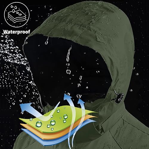 Miniatura 5 de Chaqueta impermeable ligera para hombre, a prueba de viento, chaqueta con capucha para lluvia para correr, senderismo, ciclismo, viajes, M-7XL