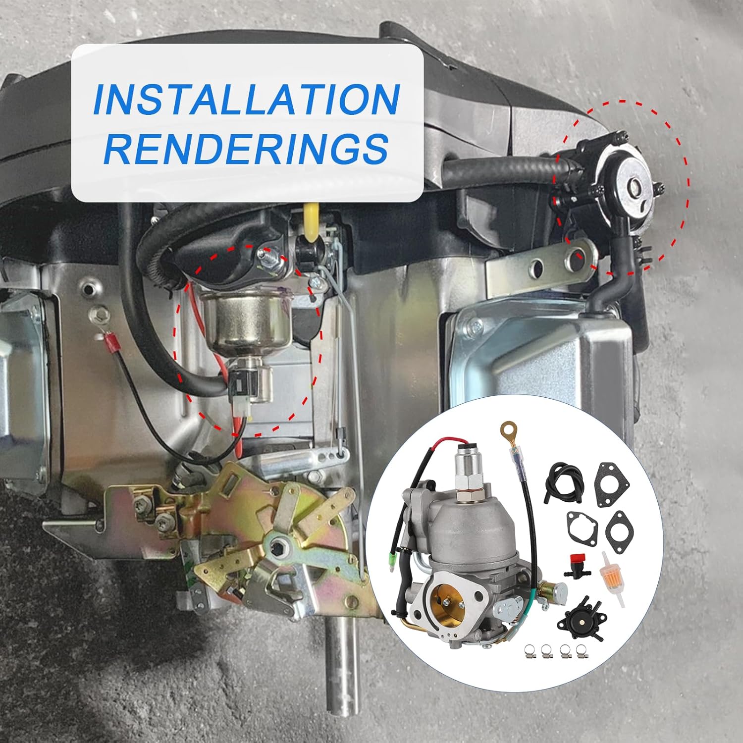 24-853-102-S Carburetor Fit for Kohler CV730 CV730S CV740 CV740S 25HP 27HP Engine, Include Fuel Filter, Fuel Pump, Replace 24853102-S 24853102S