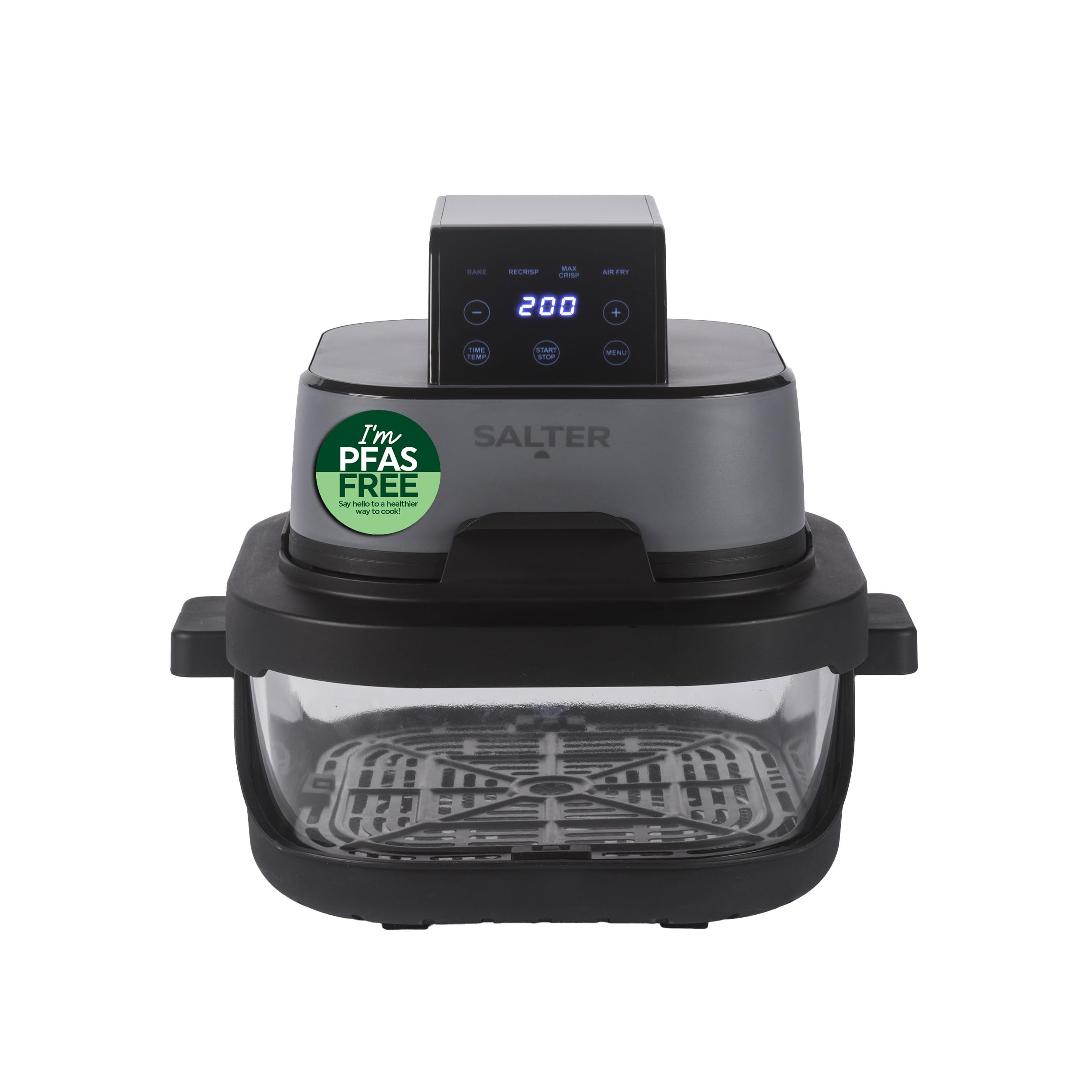 Salter Crisp & Go Portable Air Fryer - Interchangeable, 360° Viewing, 4L Batch Cooking & 1.5 L On-The-Go Containers, Dishwasher Safe PFAS-Free Trays, 4 Presets, Space Saving Design, Up To 200°C, 1500W