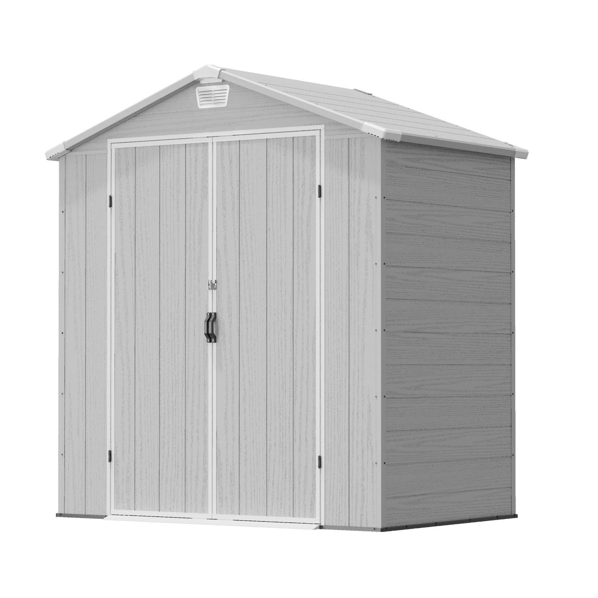 JUMMICO Casetta da Giardino in Resina 195x128x211 cm, Capanno Attrezzi Impermeabile Anti-UV con Ventilazione Integrata, Facile Montaggio, Ideale per Terrazzo e Balcone, Grigio