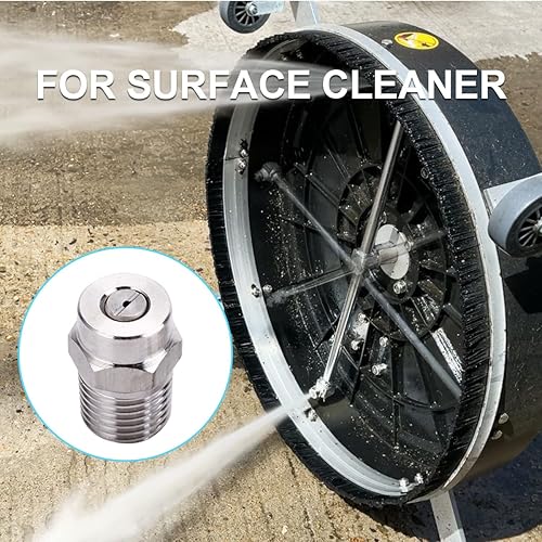 Miniatura 5 de Puntas limpiadoras de superficies de 25 grados con orificio de 2.5, NPT macho de 14 pulgadas, boquillas de pulverización roscadas de 4500 PSI, acero