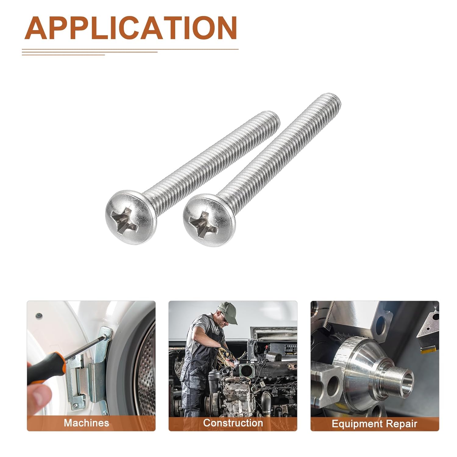 #10-24x2 Pan Head Machine Screws, 25Pcs 304 Stainless Steel, Phillips Drive, UNC Full Thread, Bright Finish, Screws Bolts Kit