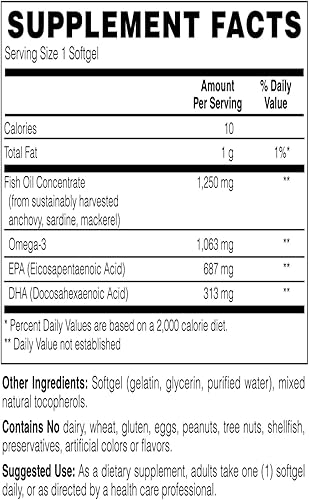 Miniatura 2 de Holly Hill Health Foods Aceite de pescado con triglicéridos ultra omega-3, 1000 mg de EPA + DHA, 120 cápsulas blandas