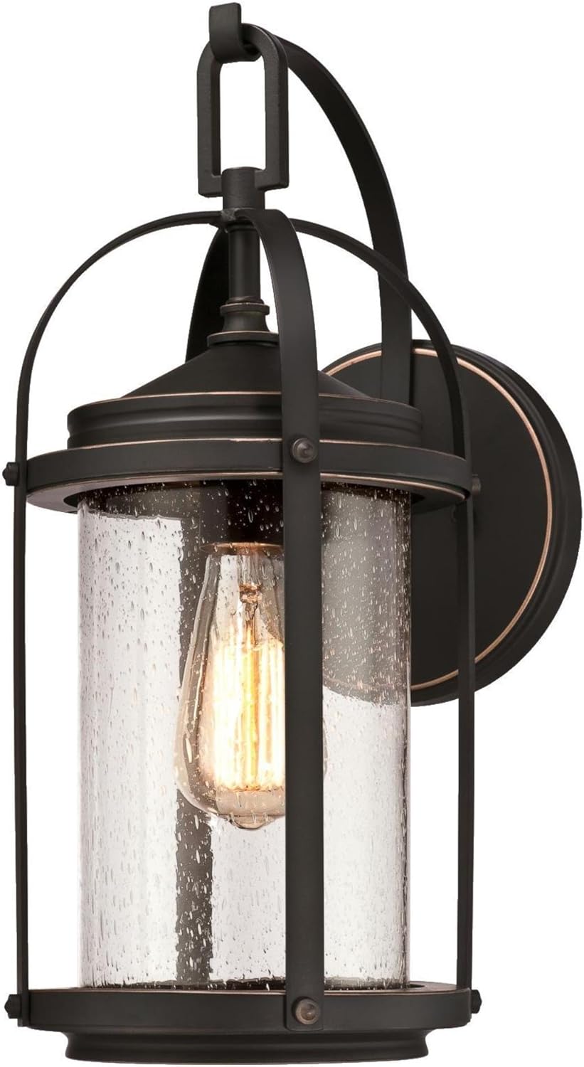 Westinghouse Lighting Grandview One-Light Outdoor Wall Fixture, Oil Rubbed Bronze Finish with Highlights and Clear Seeded Glass