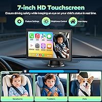 Vista 3 de LAMTTO Baby Car Monitor with 7" Split Screen, Wireless CarPlay & Android Auto, HD Rear Camera for Baby with Night Vision, Car Display for