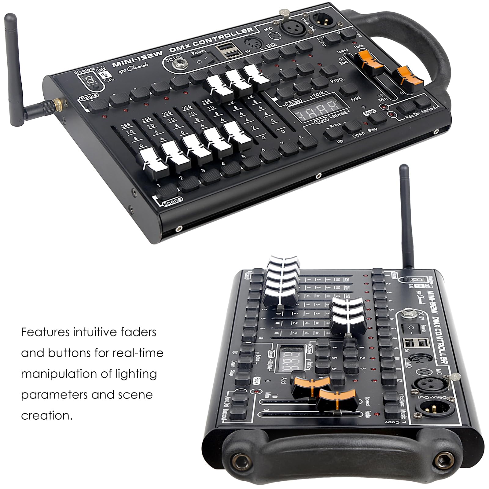 DMX512 Controllore per Luci da Palco, Consolle Professionale 192-Canale per DJ, KTV e Concerti, Sistema di Controllo Luci Senza Fili