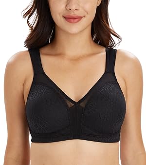 Lemorosy Womens Plus Size Full Coverage Non Padded Wireless Minimizer Bra -Comfort and Double Support