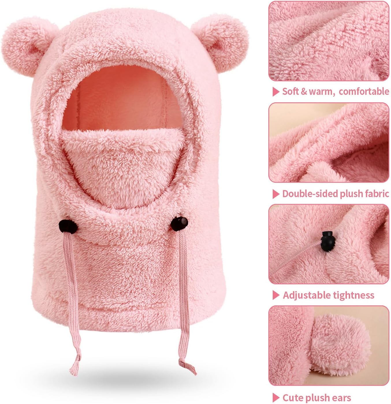 Kids Winter Fleece Hats Children's Balaclava Ski Mask Windproof Warm Adjustable with Fleece Lining Hat for Boys Girls