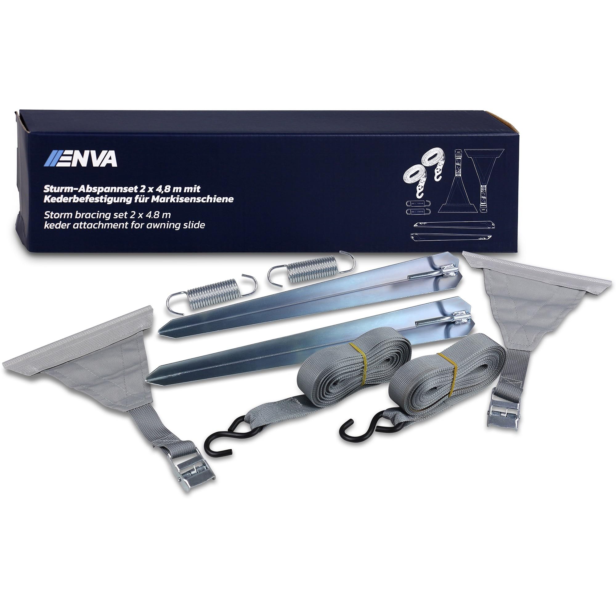 markisen abspannset ENVA MADE FOR QUALITY Sturm 2 x 4,8m mit Kederbefestigung für Kassettenmarkisen Auto & Motorrad Indoor Cycle Parts: Spinner NXT 7170 Größe:- ZEMO ZE 10F 2023
