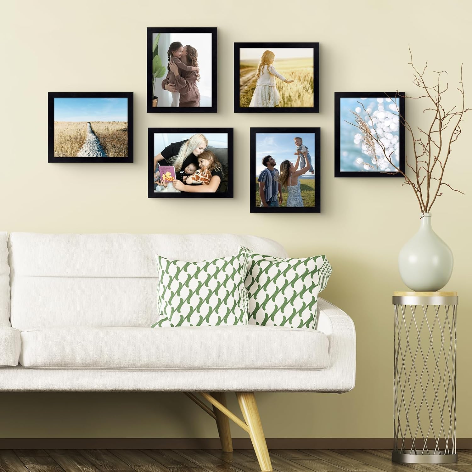 Golden State Art 8 x 10 Picture Frames Set of 8, Gallery Wall Frame Set Collage, Thin Tabletop Family Frame with Plastic Glass, Horizontal or Vertical Displays (8x10, Black, 8-Pack)