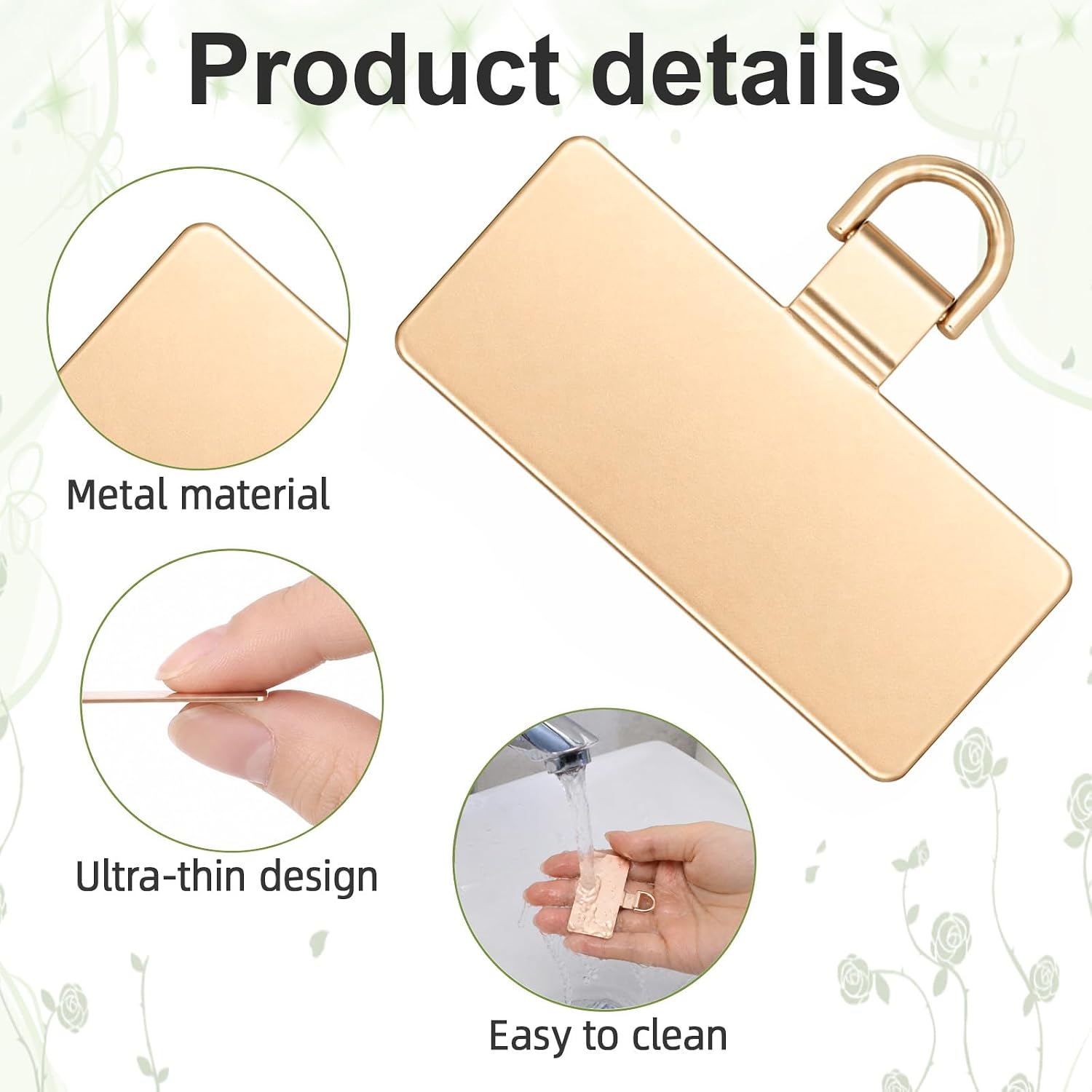 10 Pack Phone Lanyard Tab, Metal Phone Tether Tab Universal Cellphone Patch Phone Tabs Ultra Thin Smartphone Lanyard Pad for Full Phone Cases, Gold