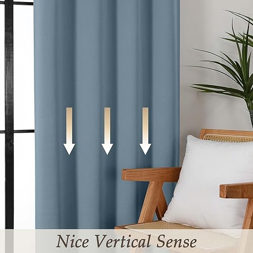 Miniatura 180 de Gwine Cortinas opacas para sala de estar de 63 pulgadas de largo, con aislamiento térmico, cortinas opacas para decoración de dormitorio con Azul