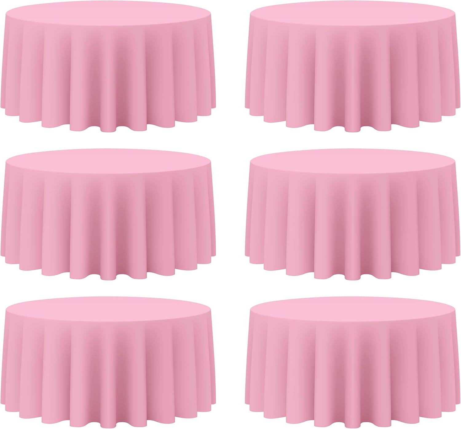BRILLMAX 6 Pack Pink Round Tablecloths 132 Inch Circle