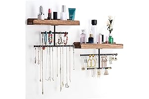 Keebofly Easy-Mount Dual-Pack Black Wall Jewelry Hanger