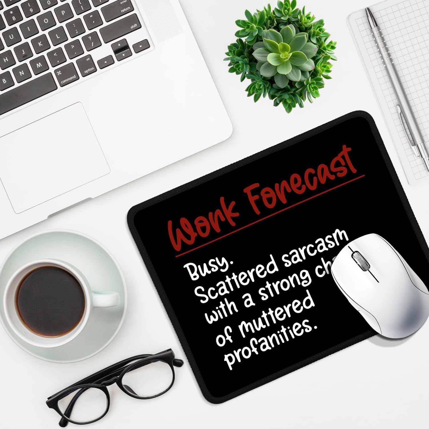 Work Forecast...Funny Mouse Pad (Square), Comfortable and Non-Slip, Fun Tips, Suitable for Laptop Games, Gifts for Colleagues, Friends, Homework and Office image 2
