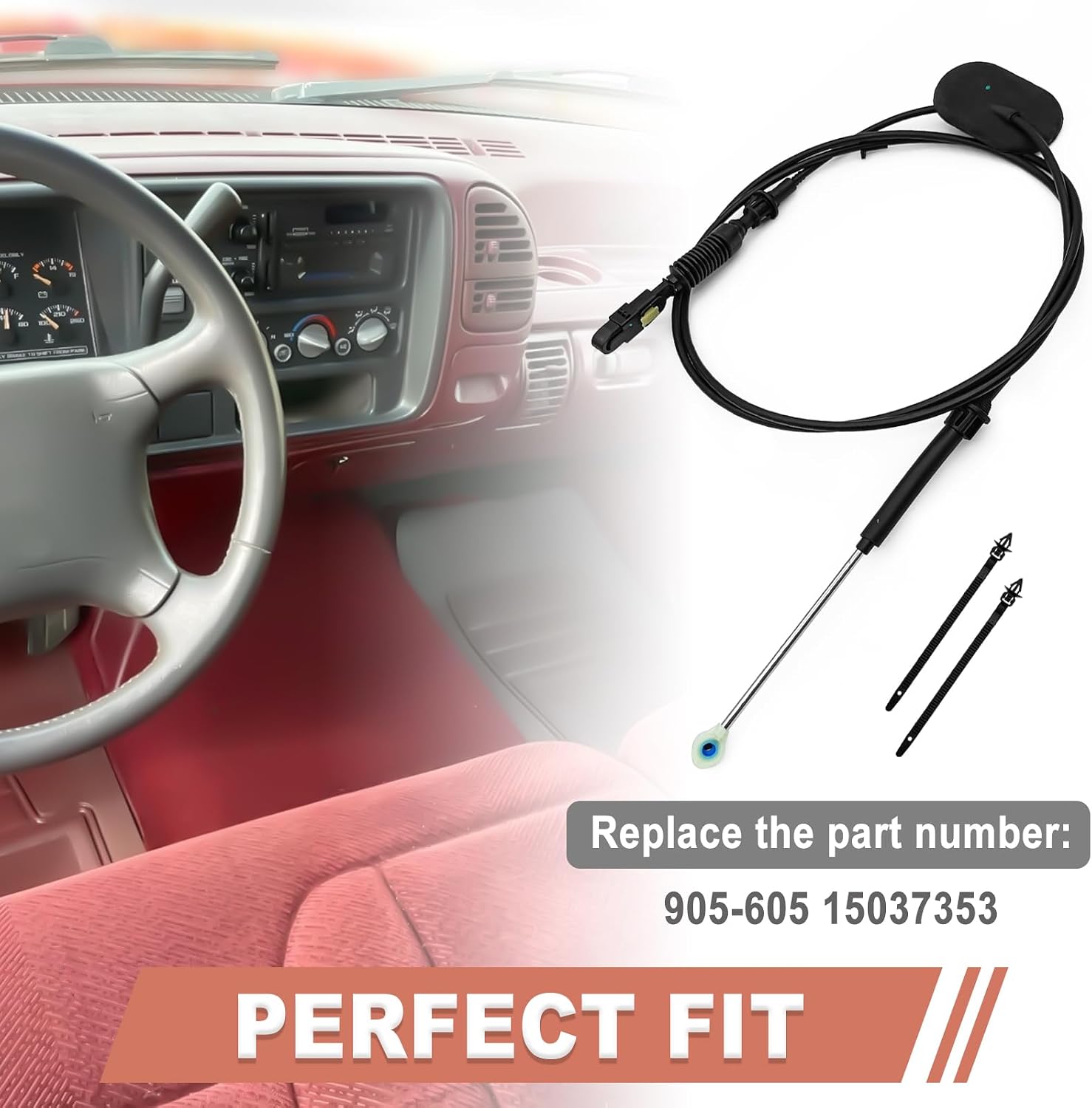 15037353 Automatic Transmission Gear Shift Cable Compatible with GMC Yukon 1995-2000 Chevy C1500 1995-1999 C2500 C3500 1995-2000 Gear Shifter Cable