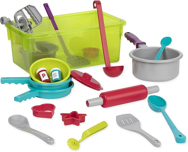 Battat  Cooking Set  Pretend Play Toy Dishes Set - Plastic Kitchen Toys for Toddlers 3 years + (21-Pcs)