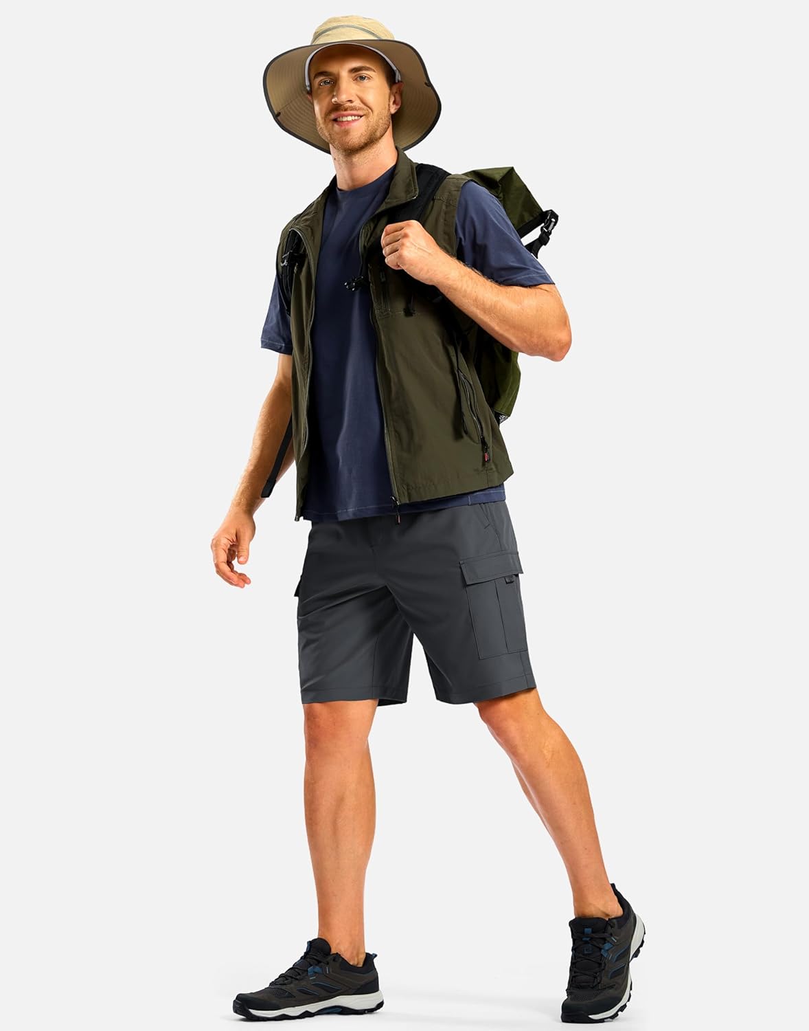 Pudolla Men's Hiking Cargo Shorts with 5 Pockets Lightweight 9" Outdoor Work Casual Shorts for Men Travel Fishing - Image 7