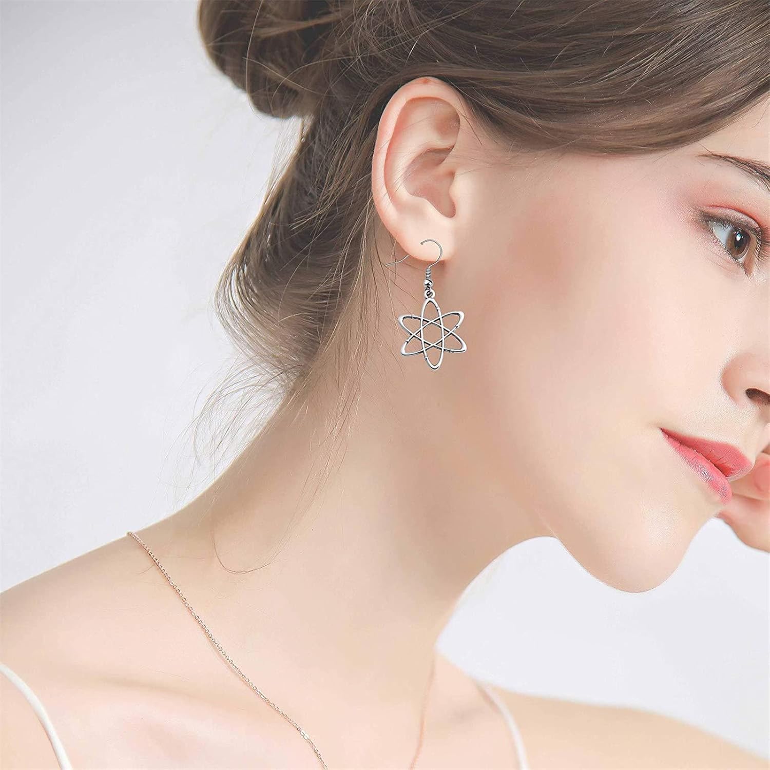 MALOYANVE Microscope Dangle Earrings for Women Unique Silver Plated DNA Double Earrings Scientist Biology Chemistry Teacher Science Nerd Jewelry - Image 2