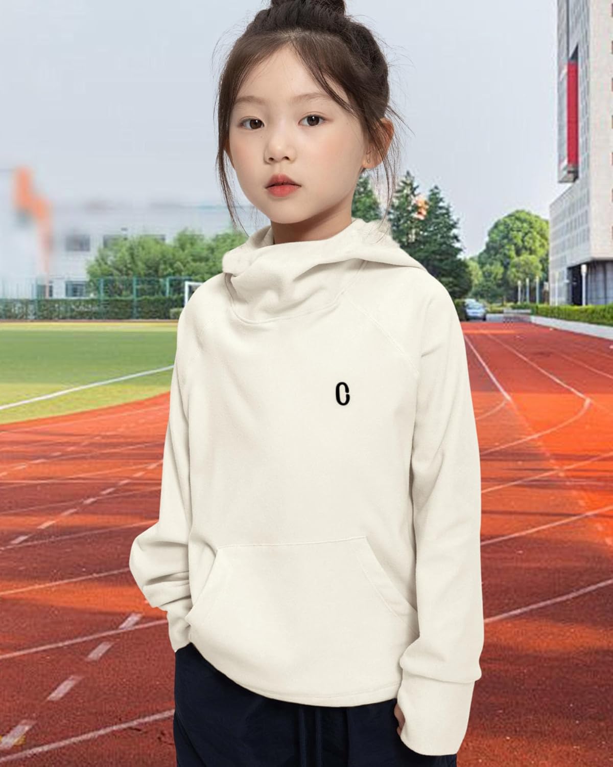 Rolanko Girls Hoodies Fleece Sweatshirts Long Sleeve Cozy lightweight Pullover Tops with Pocket Kids Warm Velvet Outwear - Image 4