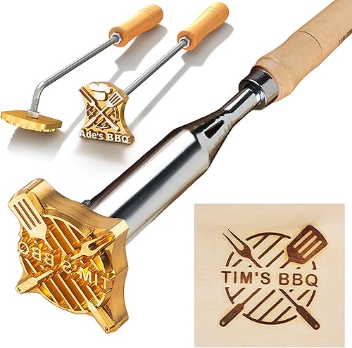 Deironply Hierro de marca eléctrico personalizado para madera, logotipo personalizado, herramientas de sello de leña con mango eléctrico, para