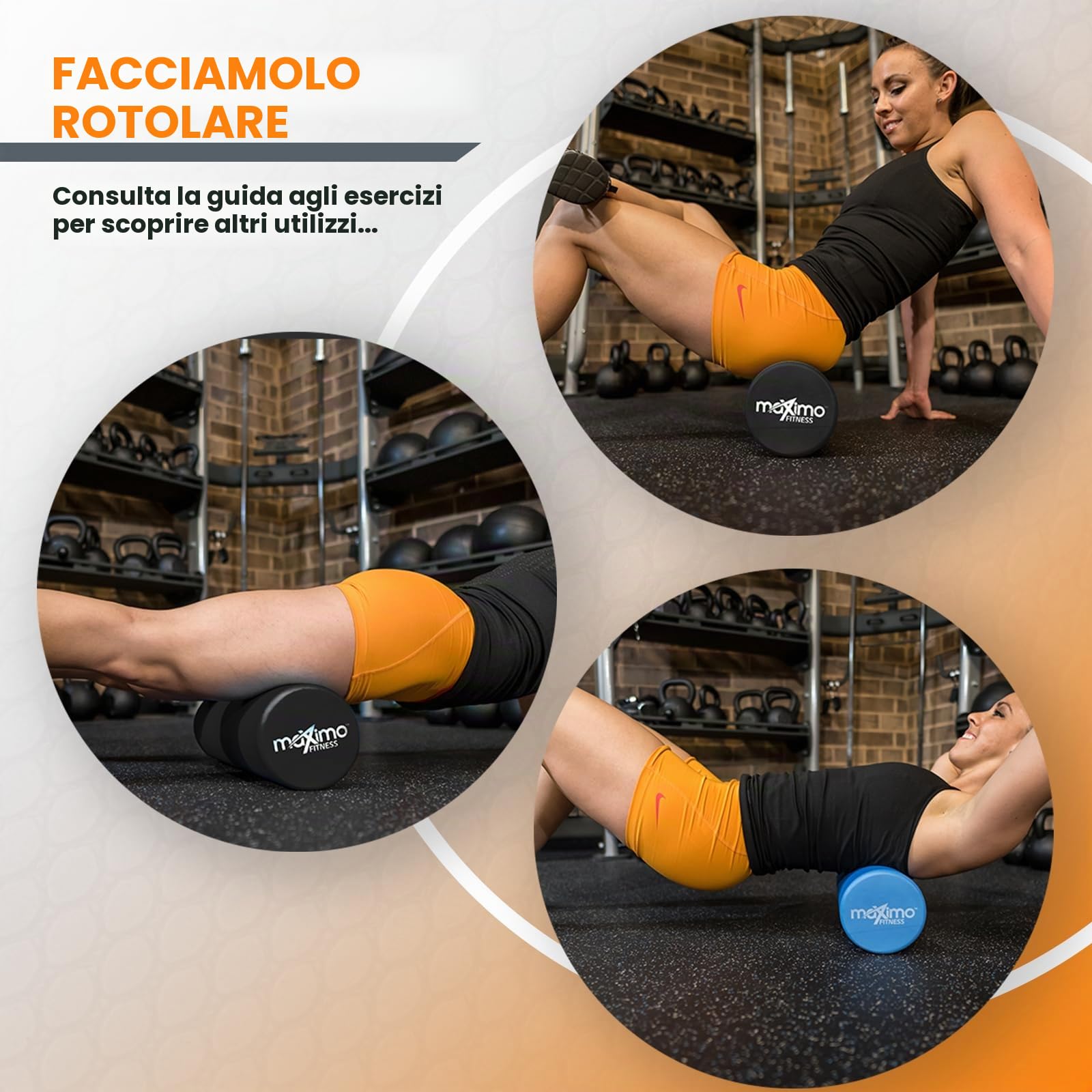 Maximo Fitness Rullo fasciale per colonna vertebrale e schiena, gambe, braccia (45 x 15 cm) – Rullo massaggiante medio duro per yoga, pilates, rigenerazione dopo sport