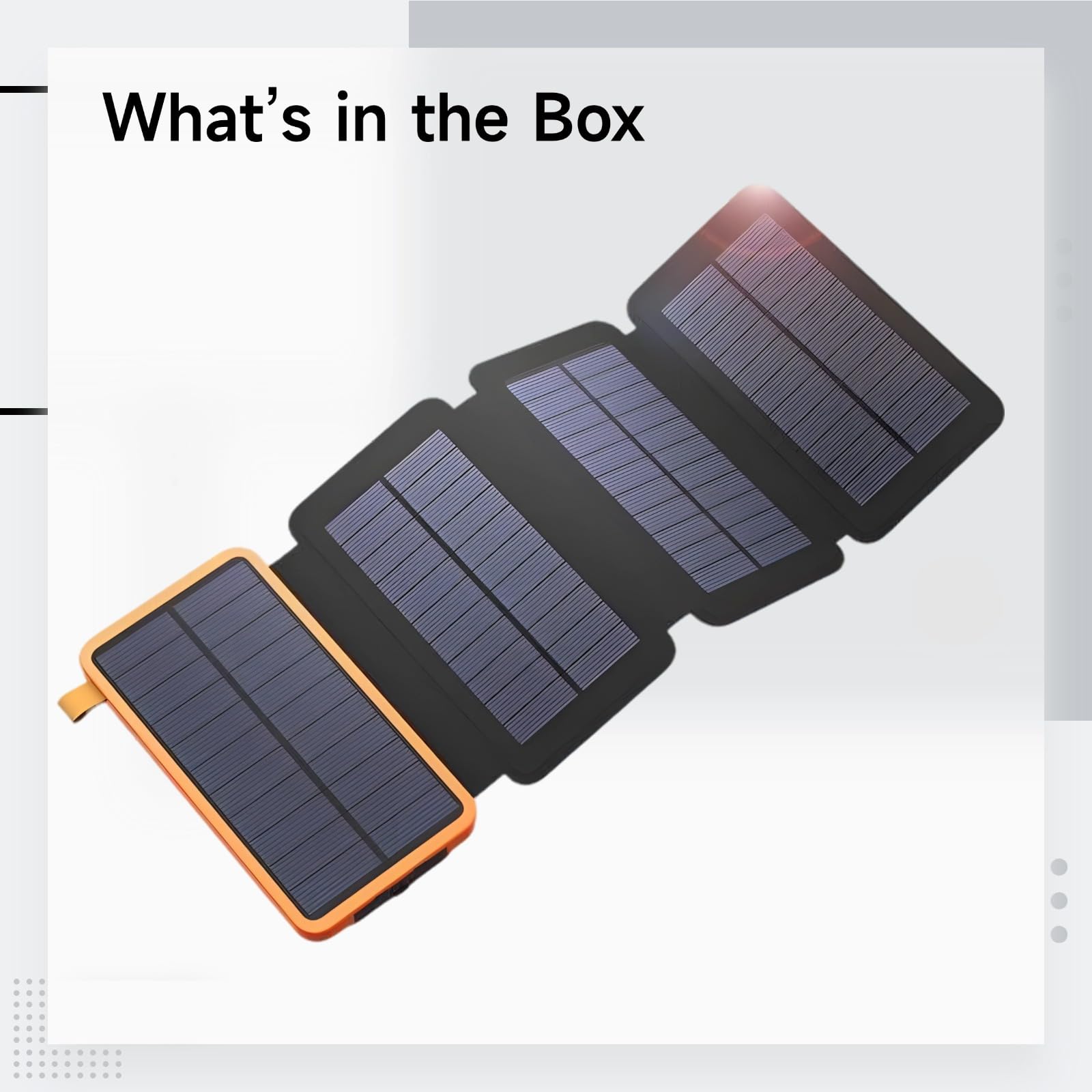 PONDON la Banca pieghevole di energia solare 20000Mah, caricatore all'aperto arancio con quattro pannelli solari, tipo-C, torcia elettrica 110H