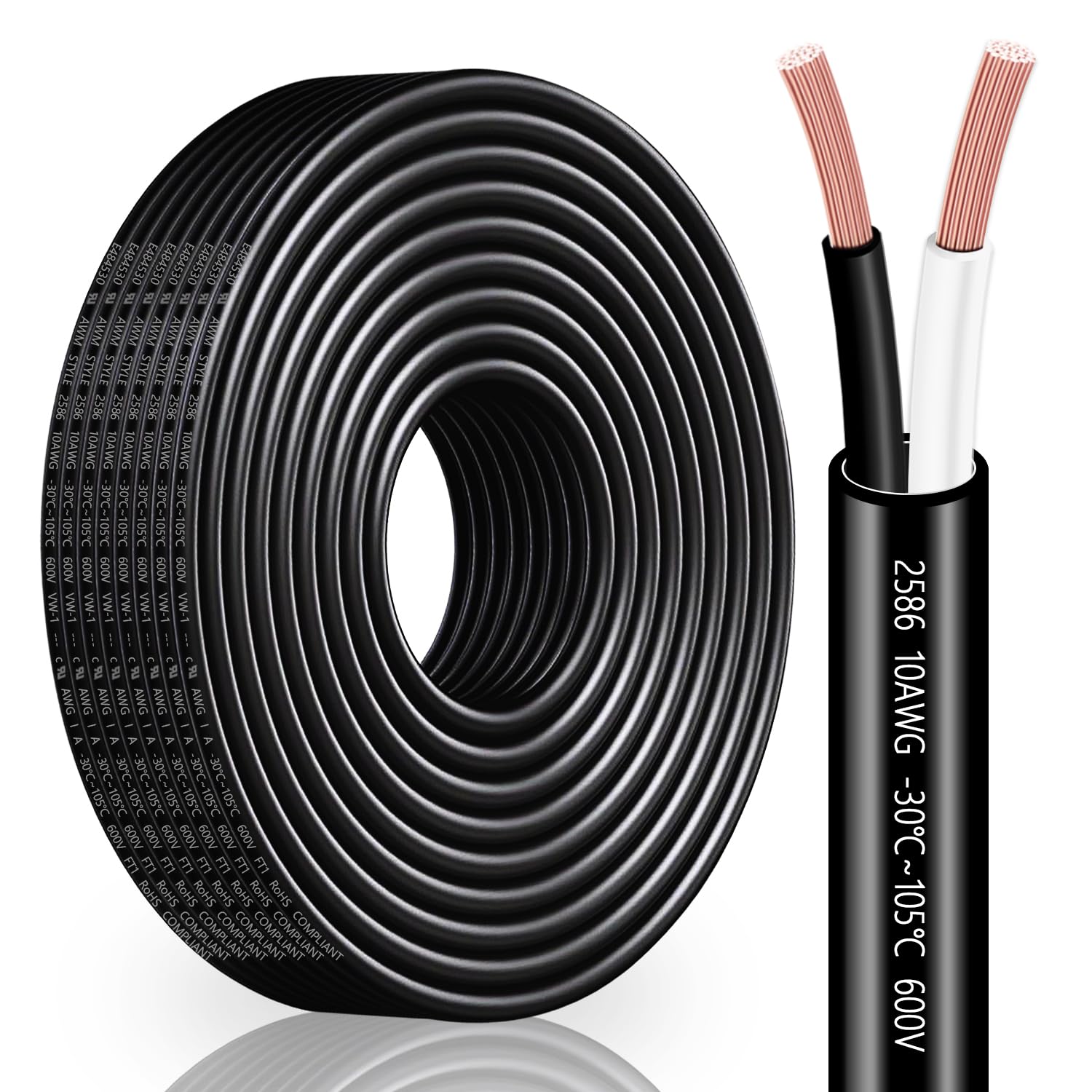 Photo 1 of 10 Gauge Wire 2 Conductor,10 AWG Electrical Wire Stranded PVC Cord Oxygen-Free Copper Cable,200FT 2 Core Pure Copper Flexible Cable Wire for LED Lamp Lighting Strips Automotive (10AWG-2C, 200FT)…