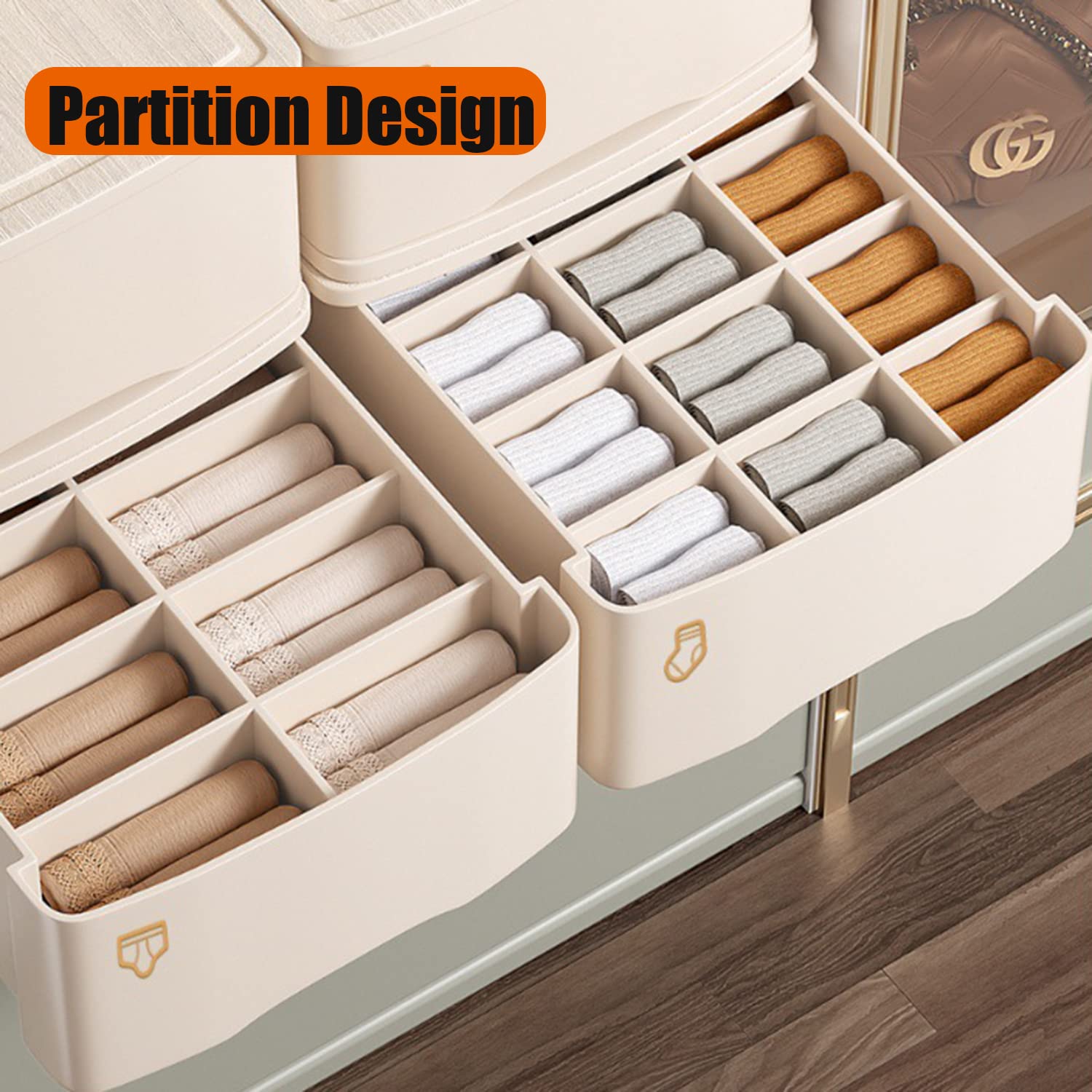 Organisateur de tiroir pour sous-vêtements, séparateurs, boîte de Rangement pour sous-vêtements, Type de tiroir, ménage 3 en 1, sous-vêtements, Chaussettes, Garde-Robe, Rangement