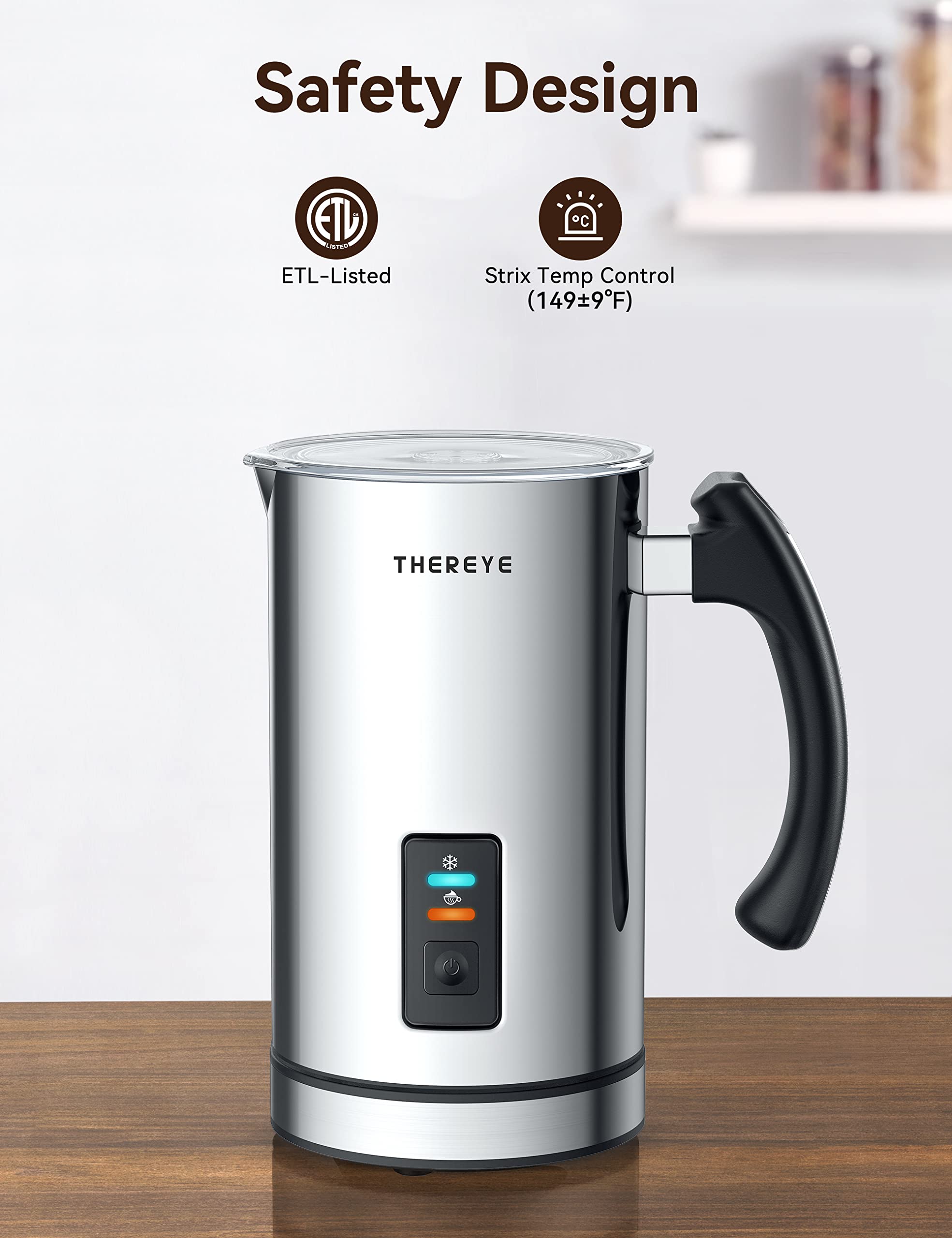 Thereye Milk Frother, Electric Milk Steamer, Automatic Hot and Cold