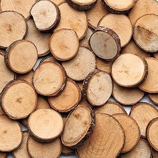 Colorations Natural Wood Craft Rounds, 50 Pieces w/ Bark, 1 3/4 inch to 2 3/8 inches Recycled, Branches, Smooth, Arts & Crafts, Nature