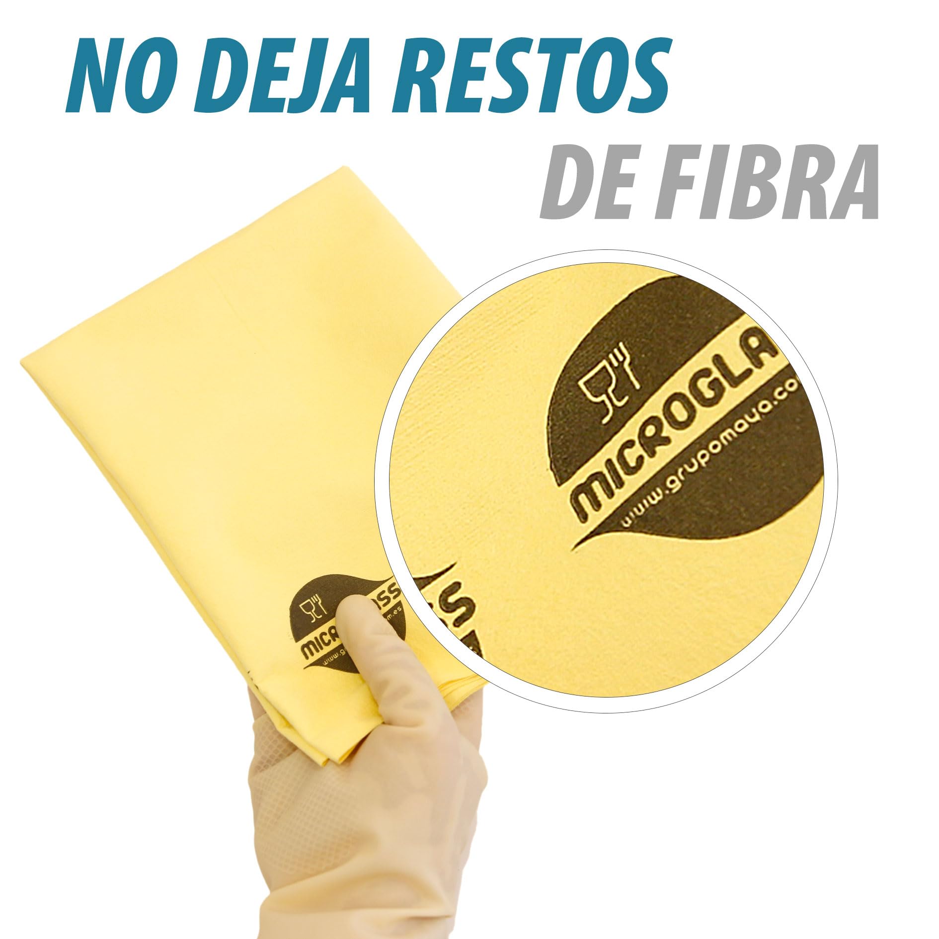 Maya - Bayetas de Microfibra con Precorte para Limpieza de Vajillas/Cristales sin Dejar Rayas | 40x60 cm | Rollo de 12 Paños Microglass Absorbentes para Cocina (Amarillo)