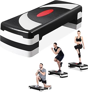 31 Inch Adjustable Workout Aerobic Step, Exercise Platform Trainer w 4 Adjustable Risers for Home Gym Fitness Workout,Lightweight