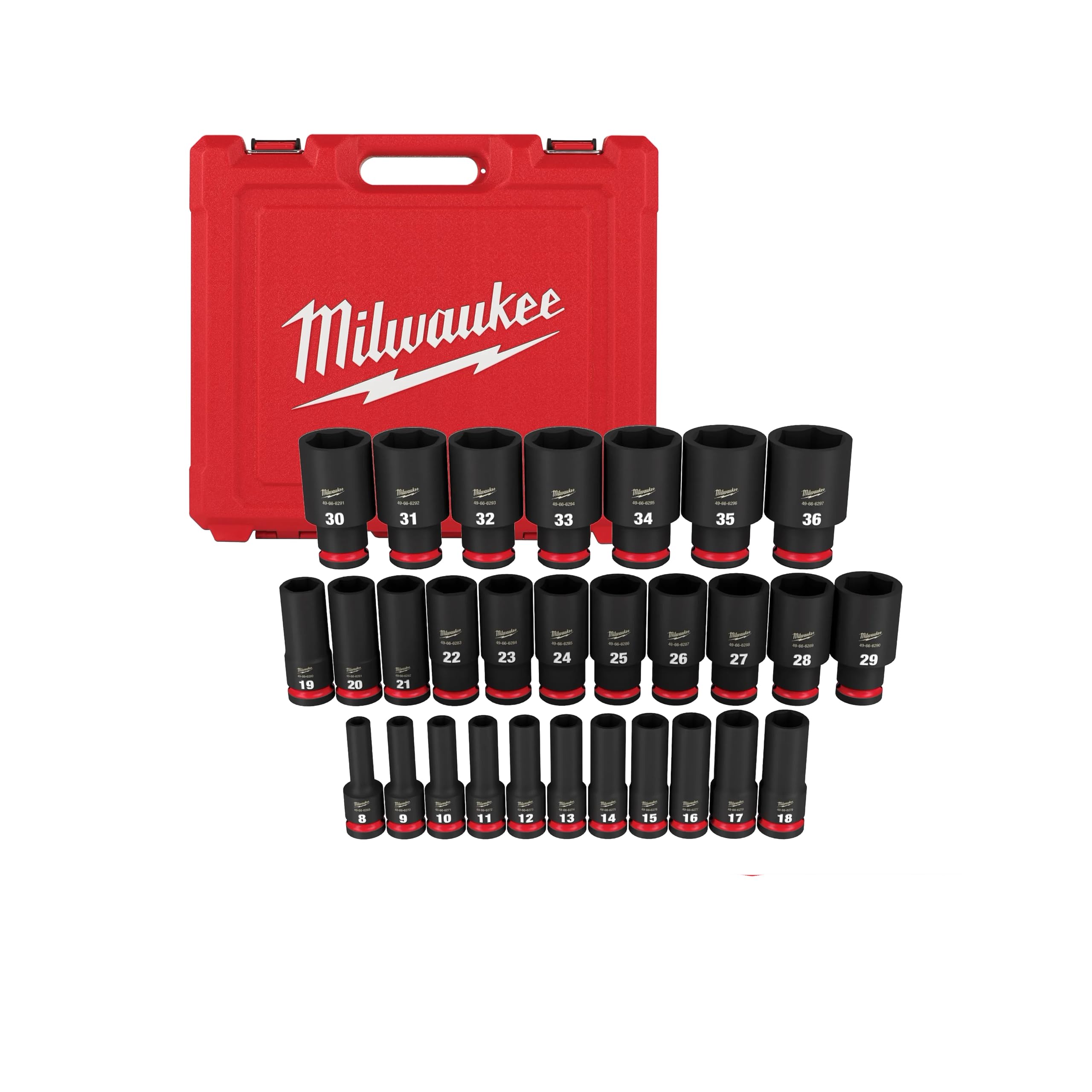 MWK49-66-7015 0.5 in. Drive Metric Deep 6 Point Socket Set 29 Piece