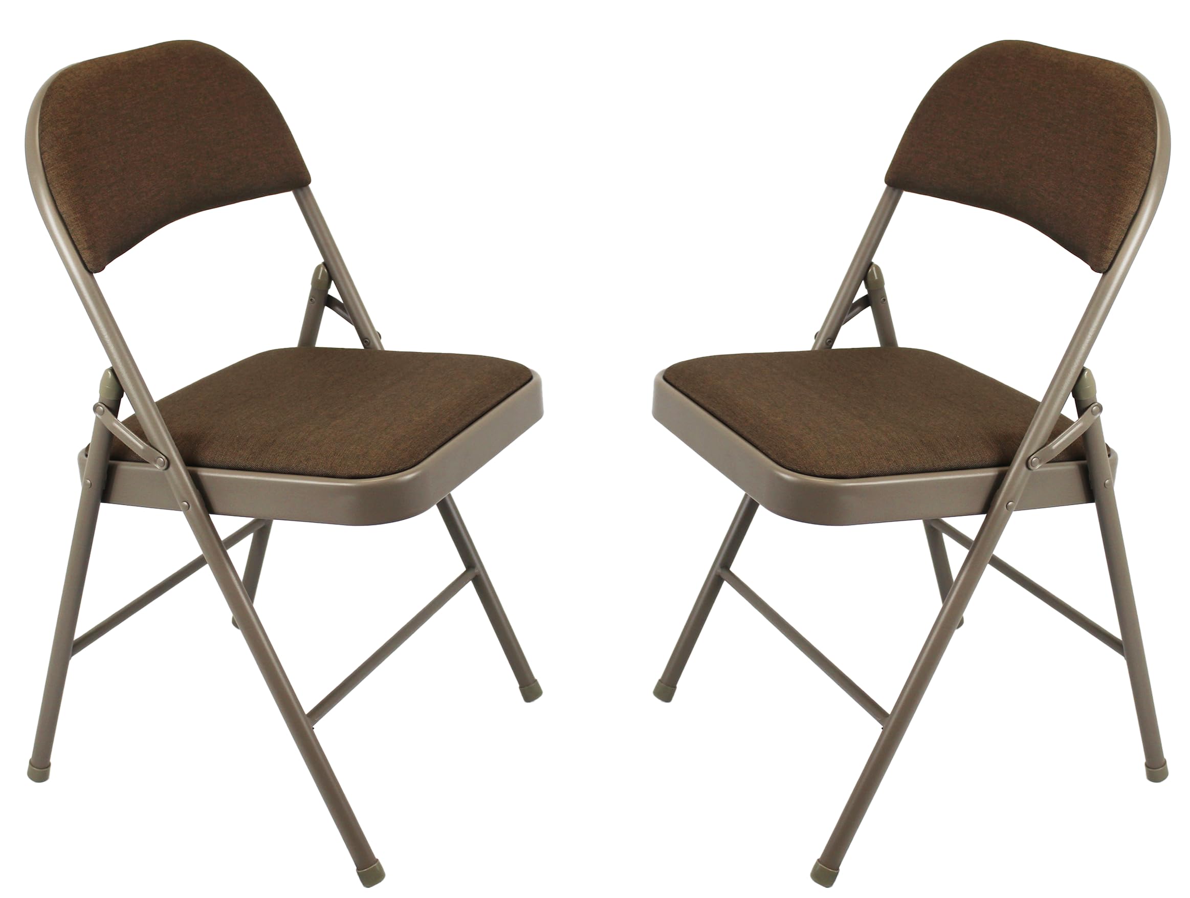 Meta Steel Frame with Fabric Seat Padded Office Work Study Party Dining Folding Chair (2, Brown)