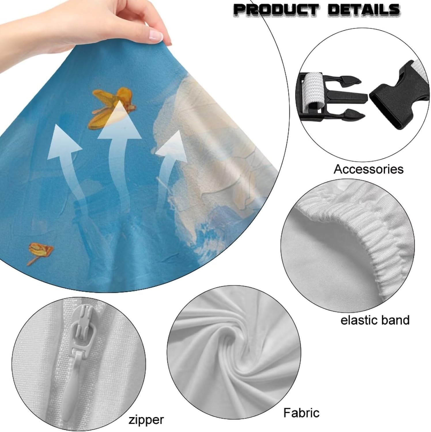 Ergonomic Office Chair Cover with 2 Pcs Arm Rest Covers, Breathable Stretchable Gaming Seat Protector Slipcover for Home Office Computer Desk Chairs Decor, Cow Floral Blue Sky Print