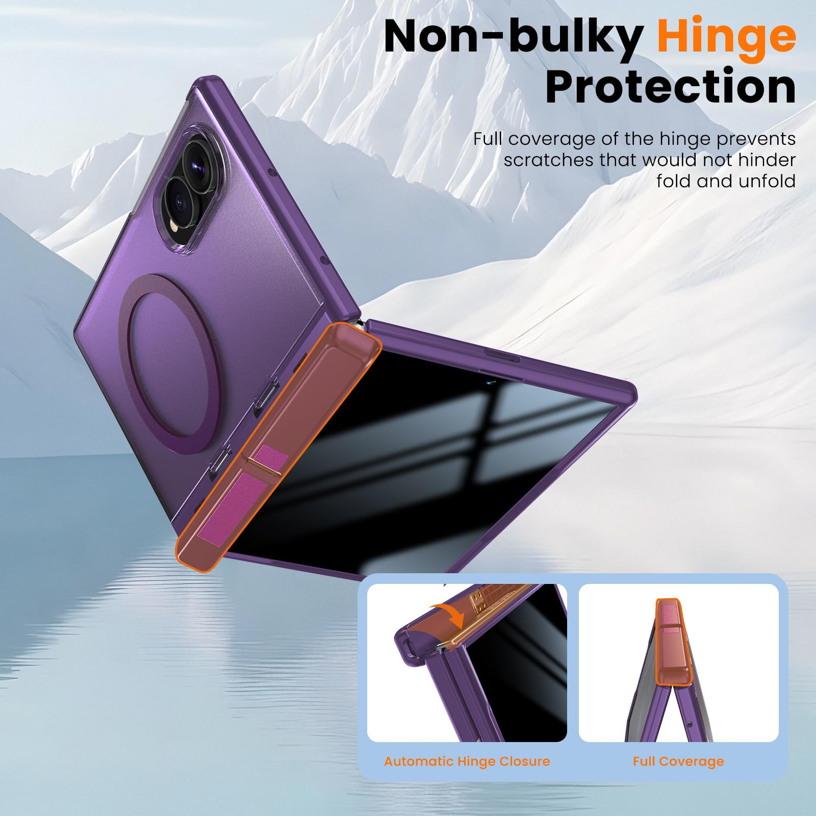 WRJ Custodia per Samsung Galaxy Z Fold 8 con pellicola protettiva per lo schermo privacy e cavalletto pieghevole, adatta per Magsafe, protezione per cerniere, protezione dalle cadute di grado militare