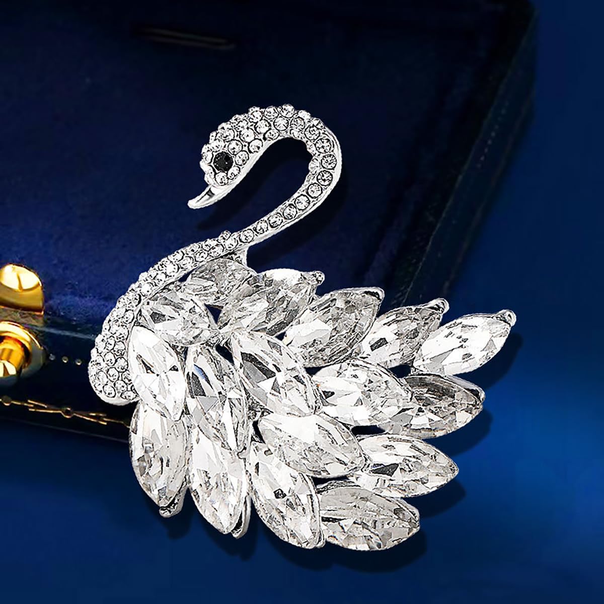 Elegante Schwanen-Broschen mit Strasssteinen, Kristall-Schwanen-Brosche, Anstecknadeln für Damenmode