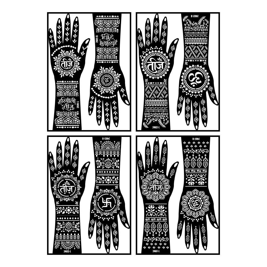 Hariyali Teej Mandala Mehndi Stencil Sticker Combo For Hand-image-48