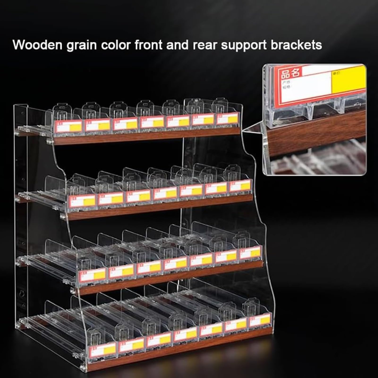 Stojak na papierosy - stojak na papierosy, organizer na papierosy Trapezoidalny organizer na papierosy na ścianę/ławkę, stojak do sprzedaży detalicznej z przezroczystego akrylu (38,5 x 29 x 48,5 cm)