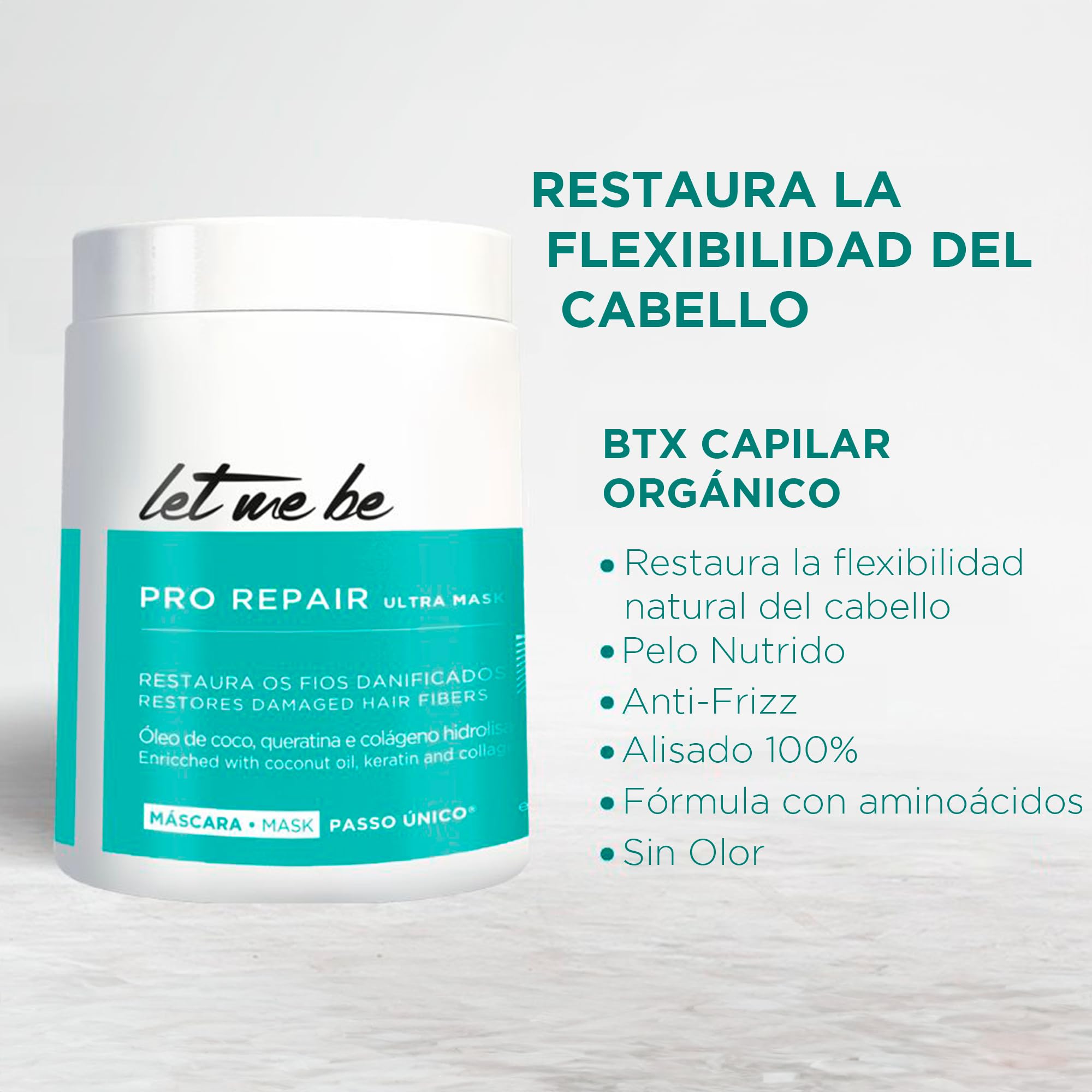Let Me Be, BTX Capilar Pro Repair Ultra Mask One Step, Professional Volume Reducer, Coconut Oil Keratin and Collagen - Image 4
