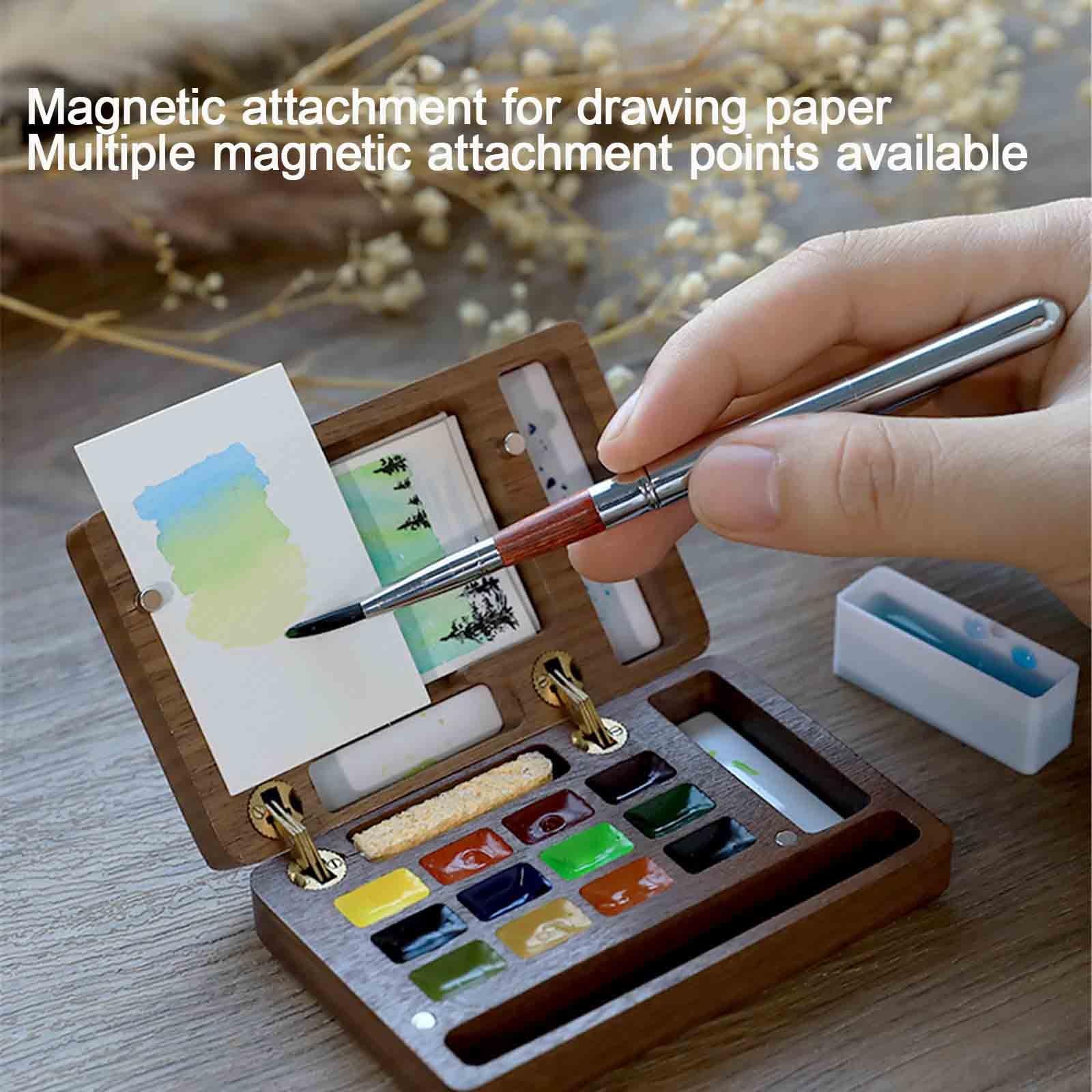 12 Farben Mini Aquarell Set Walnuss Tragbar Aquarell Set Unterwegs Portioniert Solide Aquarellfarben Für Zugreisen(12-colour A)