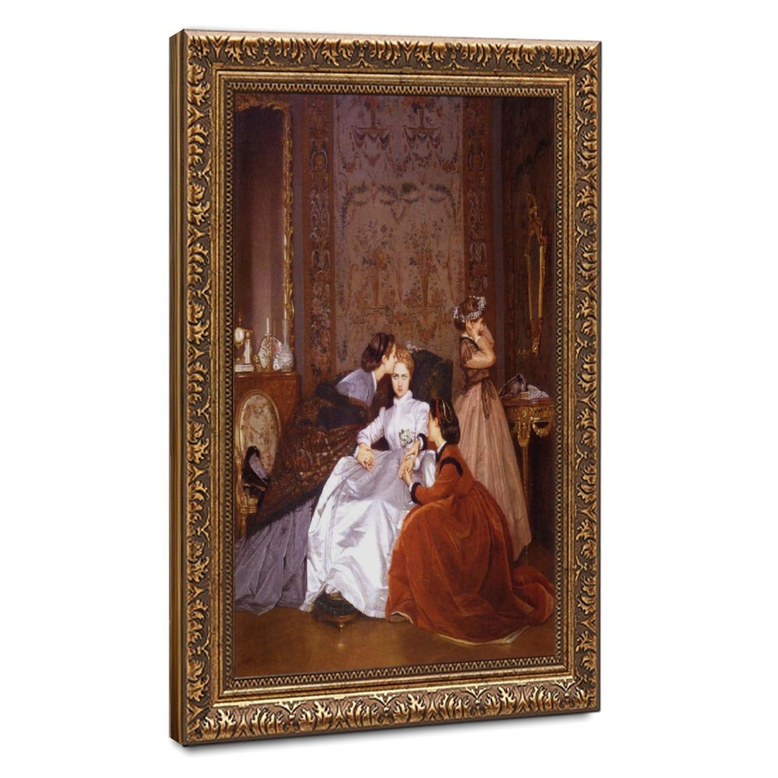 WCYB Auguste Toulmouche La Fiancée Hésitante The Reluctant Bride 1866 Prints Posters Canvas Deco Paintings Wall Art For Office Hangable Frame 8" L X 12" W